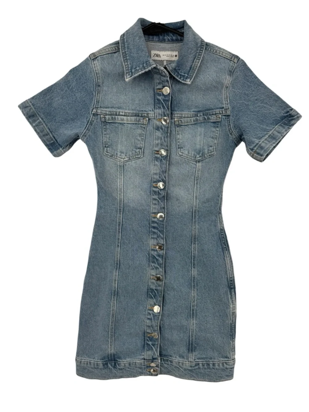 Zara Collared Denim‎ Mini Dress XS